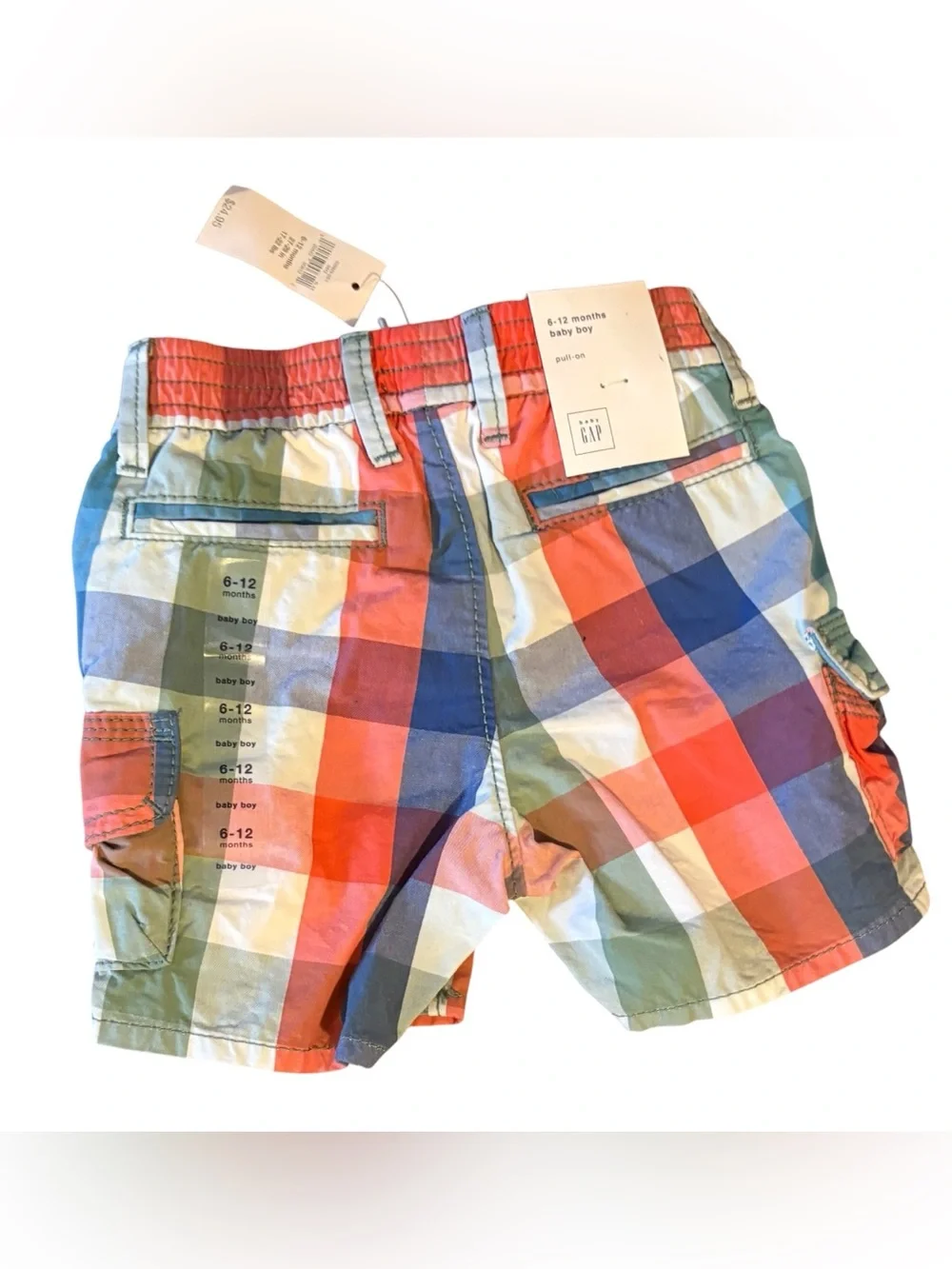 {NWT} GAP Multicolor Plaid Cargo Shorts - 6-12 Months